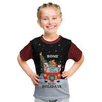 Merry Christmas Bulldog And Snowman Kid T Shirt Dog Snowman Christmas Tree and Red Car Winter Scene - Wonder Print Shop