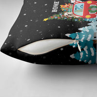 Merry Christmas Bulldog And Snowman Pillow Cover Dog Snowman Christmas Tree and Red Car Winter Scene - Wonder Print Shop