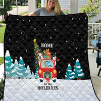 Merry Christmas Bulldog And Snowman Quilt Dog Snowman Christmas Tree and Red Car Winter Scene - Wonder Print Shop