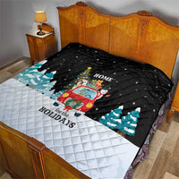 Merry Christmas Bulldog And Snowman Quilt Dog Snowman Christmas Tree and Red Car Winter Scene - Wonder Print Shop