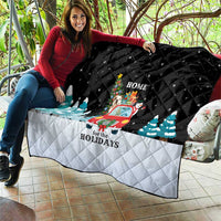 Merry Christmas Bulldog And Snowman Quilt Dog Snowman Christmas Tree and Red Car Winter Scene - Wonder Print Shop