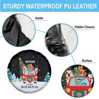 Merry Christmas Bulldog And Snowman Spare Tire Cover Dog Snowman Christmas Tree and Red Car Winter Scene - Wonder Print Shop