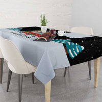 Merry Christmas Bulldog And Snowman Tablecloth Dog Snowman Christmas Tree and Red Car Winter Scene - Wonder Print Shop