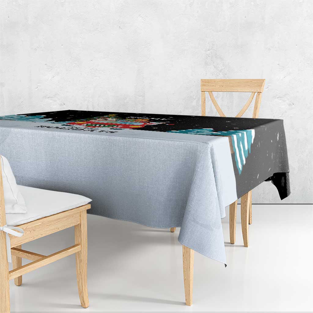 Merry Christmas Bulldog And Snowman Tablecloth Dog Snowman Christmas Tree and Red Car Winter Scene - Wonder Print Shop