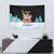 Merry Christmas Bulldog And Snowman Tapestry Dog Snowman Christmas Tree and Red Car Winter Scene - Wonder Print Shop
