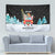 Merry Christmas Bulldog And Snowman Tapestry Dog Snowman Christmas Tree and Red Car Winter Scene - Wonder Print Shop