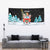 Merry Christmas Bulldog And Snowman Tapestry Dog Snowman Christmas Tree and Red Car Winter Scene - Wonder Print Shop