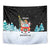 Merry Christmas Bulldog And Snowman Tapestry Dog Snowman Christmas Tree and Red Car Winter Scene - Wonder Print Shop