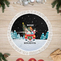 Merry Christmas Bulldog And Snowman Tree Skirt Dog Snowman Christmas Tree and Red Car Winter Scene - Wonder Print Shop