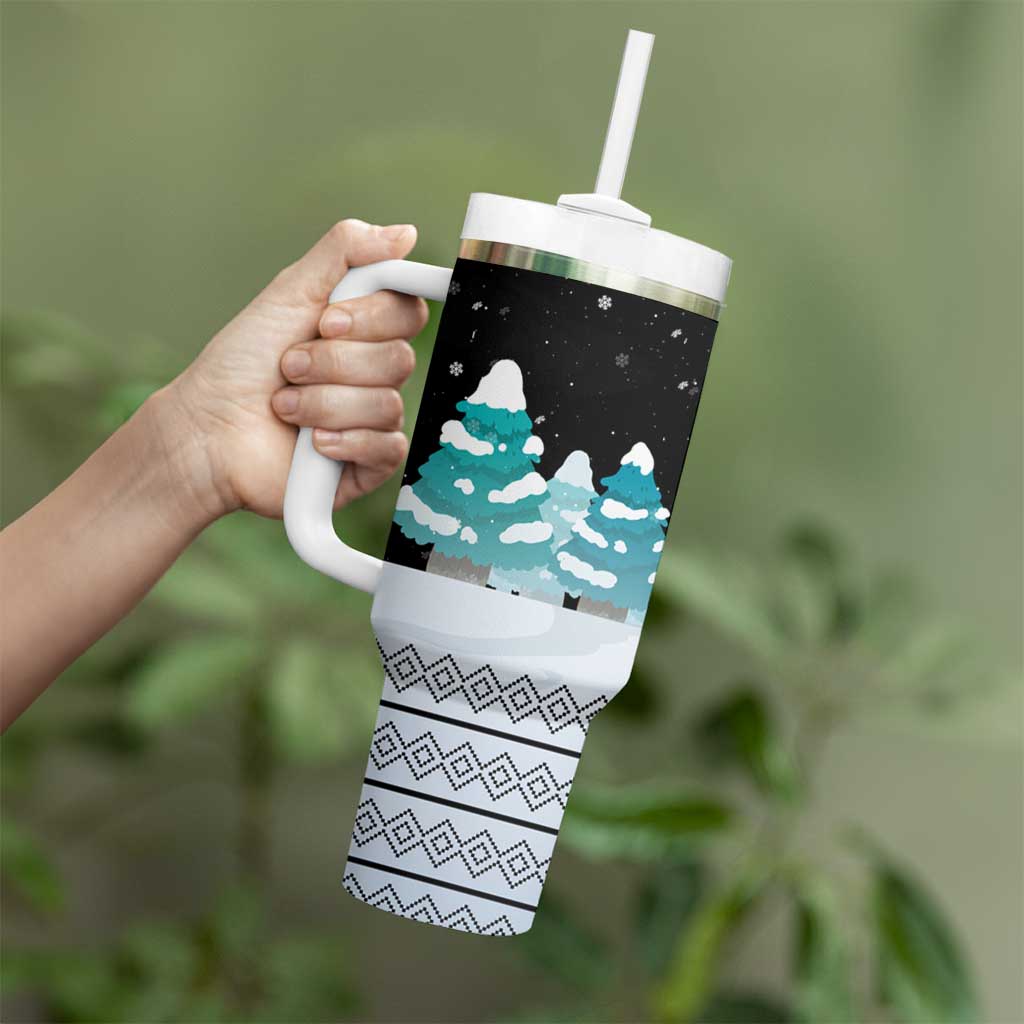 Merry Christmas Bulldog And Snowman Tumbler With Handle Dog Snowman Christmas Tree and Red Car Winter Scene - Wonder Print Shop