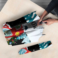 Merry Christmas Bulldog And Snowman Umbrella Dog Snowman Christmas Tree and Red Car Winter Scene - Wonder Print Shop