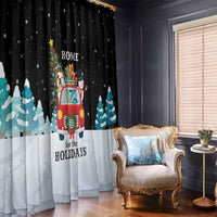 Merry Christmas Bulldog And Snowman Window Curtain Dog Snowman Christmas Tree and Red Car Winter Scene - Wonder Print Shop