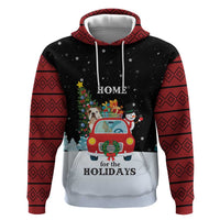 Merry Christmas Bulldog And Snowman Zip Hoodie Dog Snowman Christmas Tree and Red Car Winter Scene - Wonder Print Shop