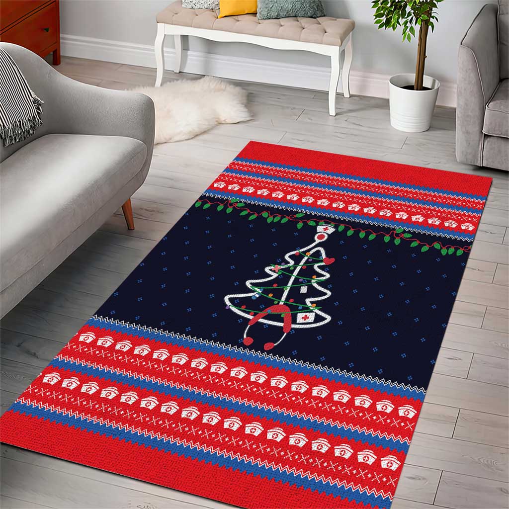 Merry Christmas Nurse Area Rug Stethoscope Tree Nurses and Medical Workers - Wonder Print Shop
