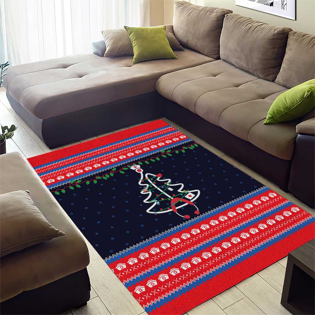 Merry Christmas Nurse Area Rug Stethoscope Tree Nurses and Medical Workers - Wonder Print Shop