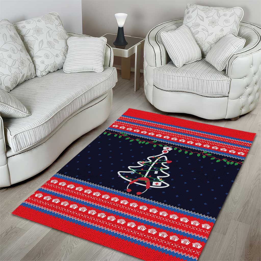 Merry Christmas Nurse Area Rug Stethoscope Tree Nurses and Medical Workers - Wonder Print Shop