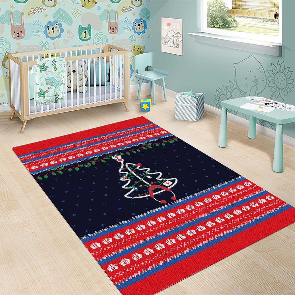 Merry Christmas Nurse Area Rug Stethoscope Tree Nurses and Medical Workers - Wonder Print Shop