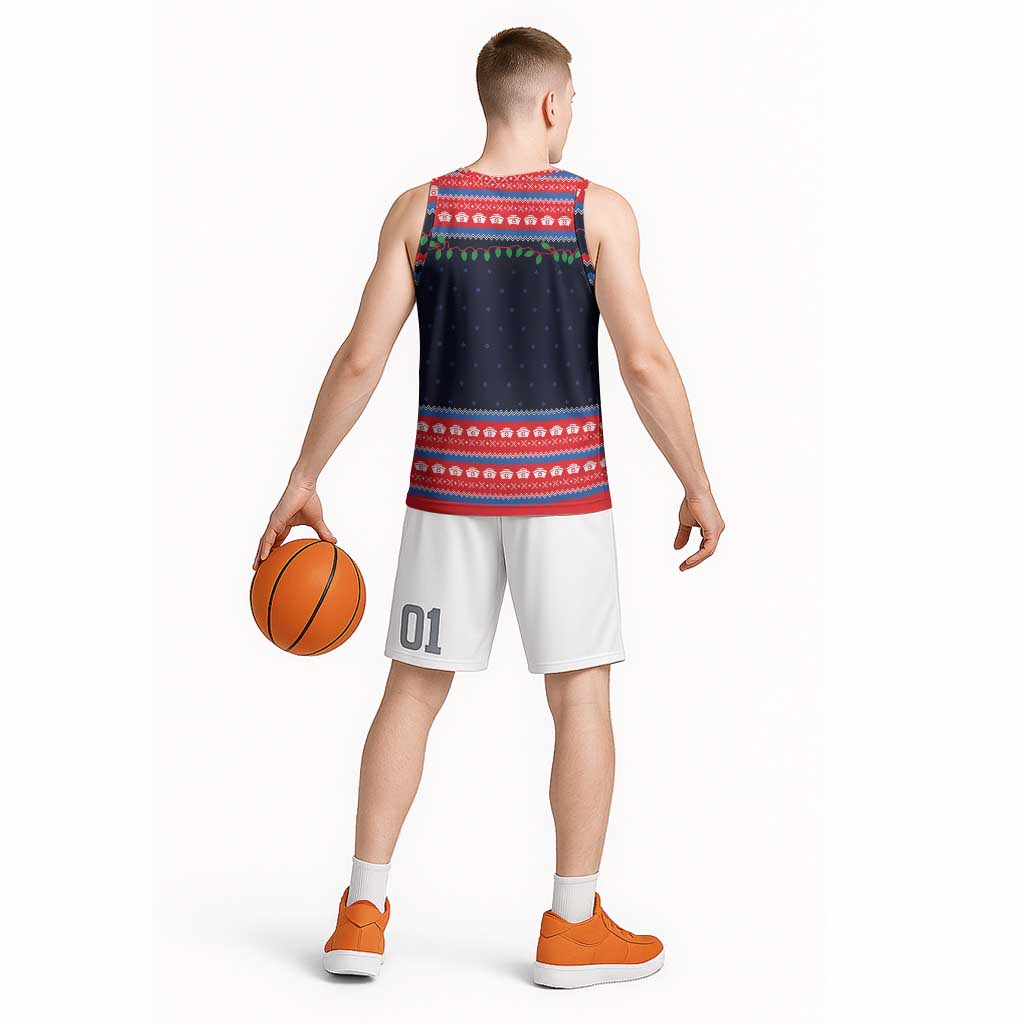 Merry Christmas Nurse Basketball Jersey Stethoscope Tree Nurses and Medical Workers - Wonder Print Shop