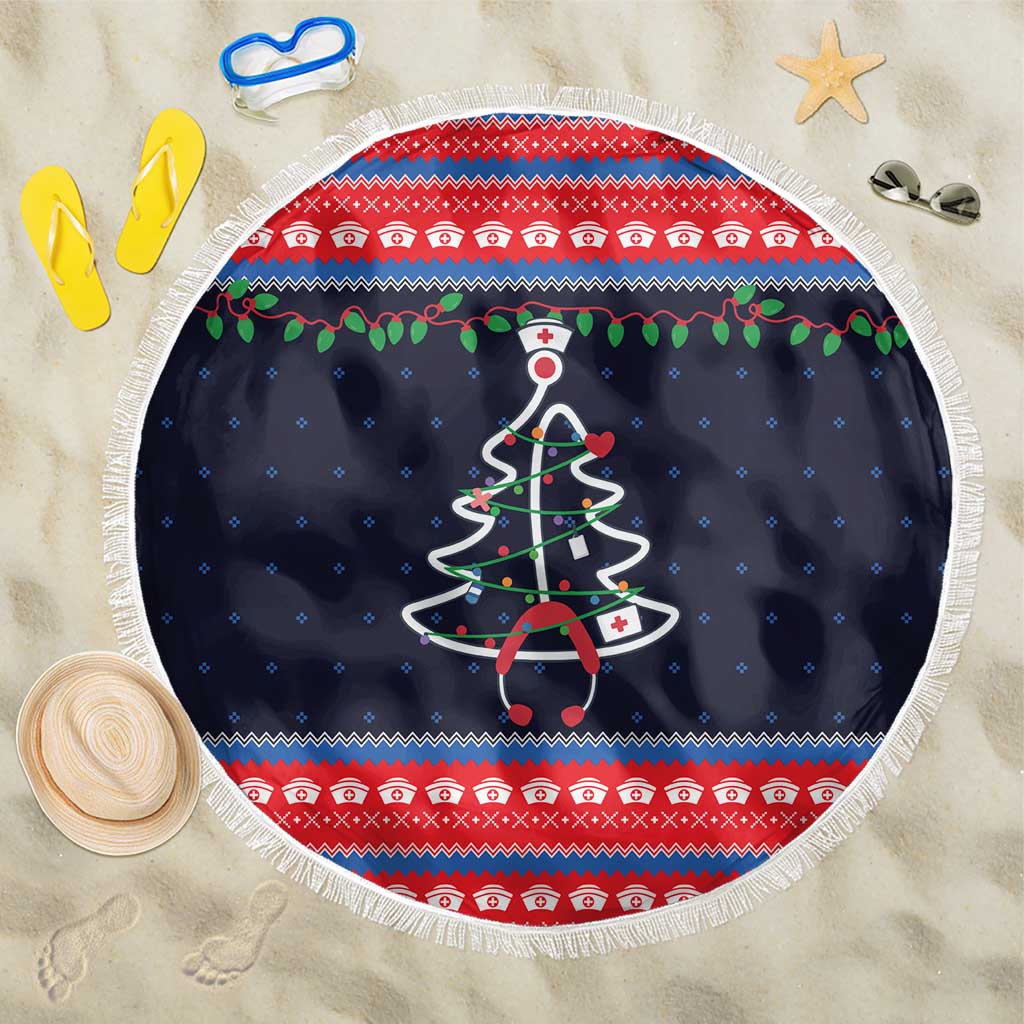 Merry Christmas Nurse Beach Blanket Stethoscope Tree Nurses and Medical Workers - Wonder Print Shop