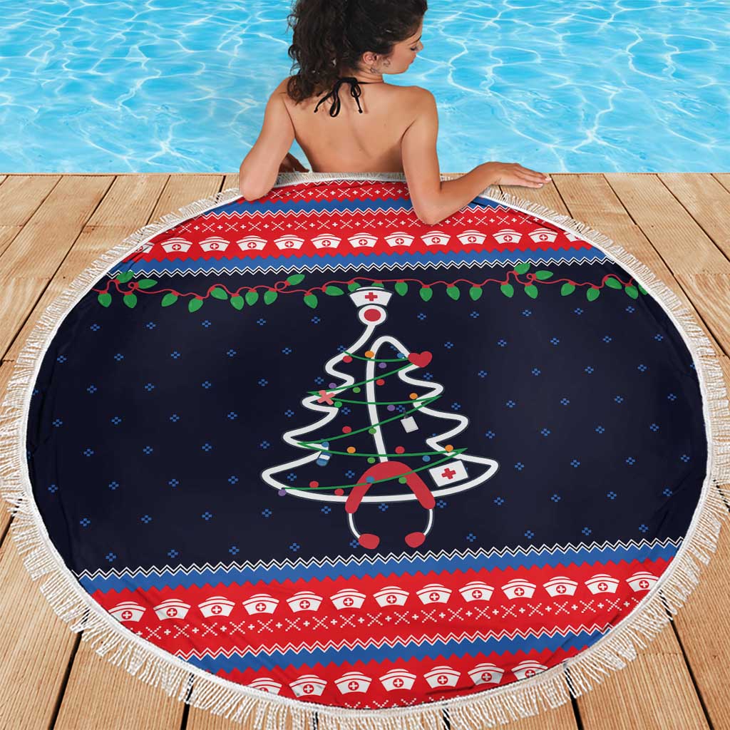 Merry Christmas Nurse Beach Blanket Stethoscope Tree Nurses and Medical Workers - Wonder Print Shop