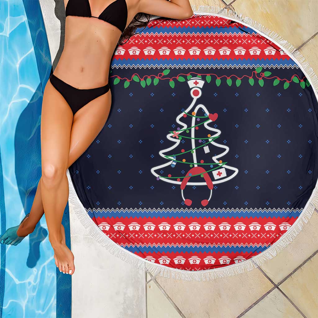 Merry Christmas Nurse Beach Blanket Stethoscope Tree Nurses and Medical Workers - Wonder Print Shop