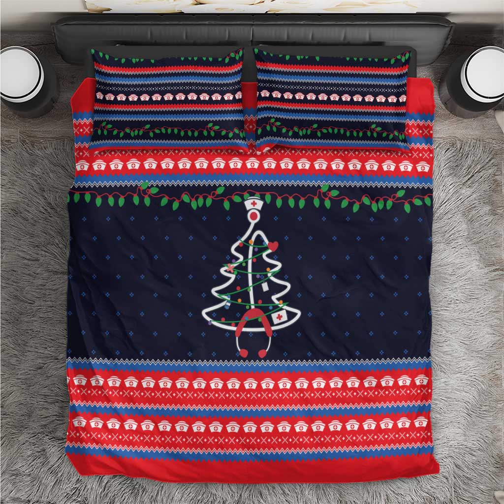 Merry Christmas Nurse Bedding Set Stethoscope Tree Nurses and Medical Workers - Wonder Print Shop