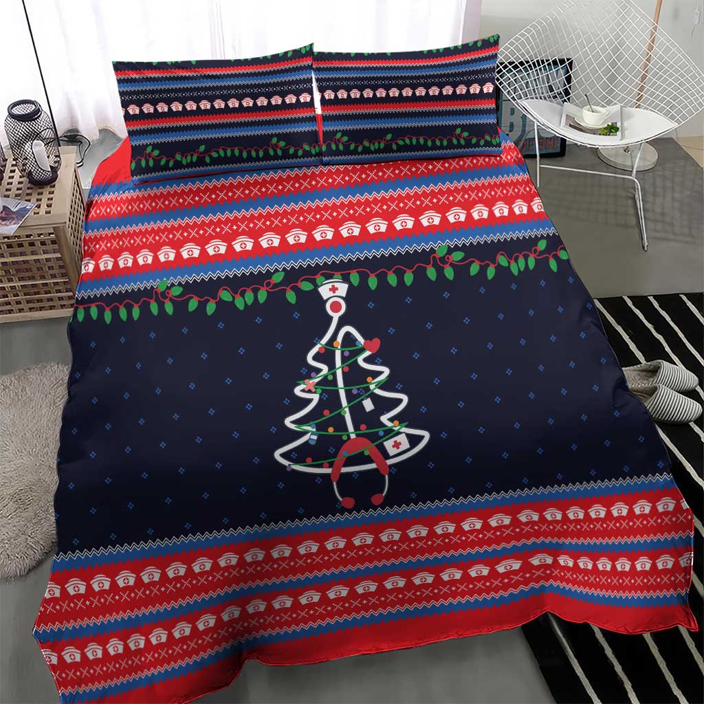 Merry Christmas Nurse Bedding Set Stethoscope Tree Nurses and Medical Workers - Wonder Print Shop