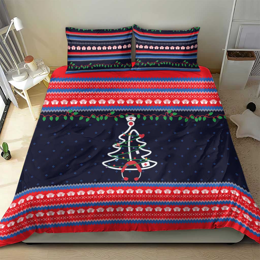 Merry Christmas Nurse Bedding Set Stethoscope Tree Nurses and Medical Workers - Wonder Print Shop