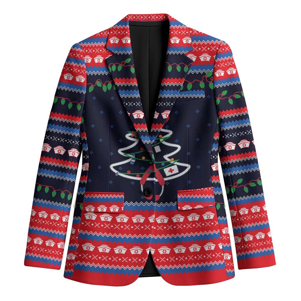 Merry Christmas Nurse Blazer Stethoscope Tree Nurses and Medical Workers - Wonder Print Shop