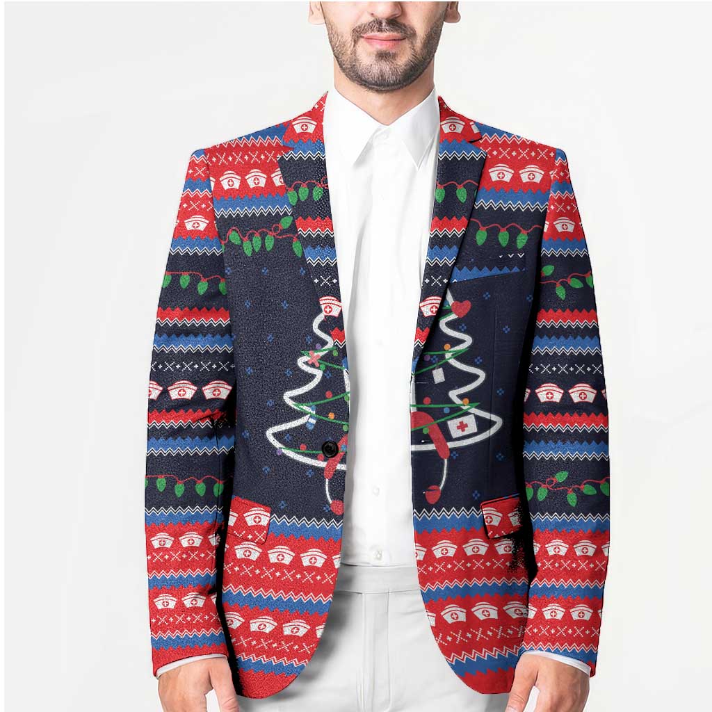 Merry Christmas Nurse Blazer Stethoscope Tree Nurses and Medical Workers - Wonder Print Shop