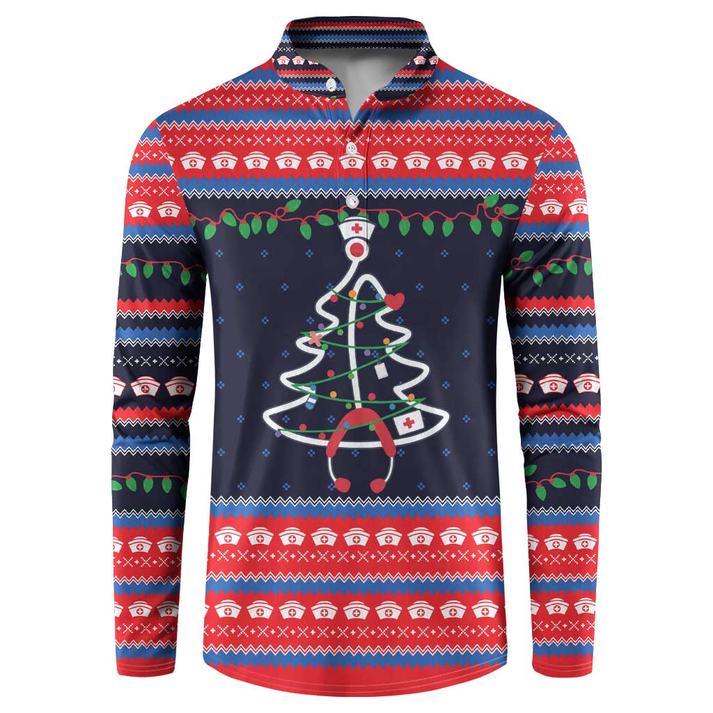 Merry Christmas Nurse Button Sweatshirt Stethoscope Tree Nurses and Medical Workers - Wonder Print Shop