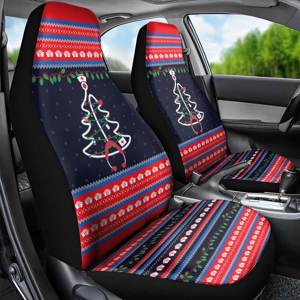 Merry Christmas Nurse Car Seat Cover Stethoscope Tree Nurses and Medical Workers - Wonder Print Shop