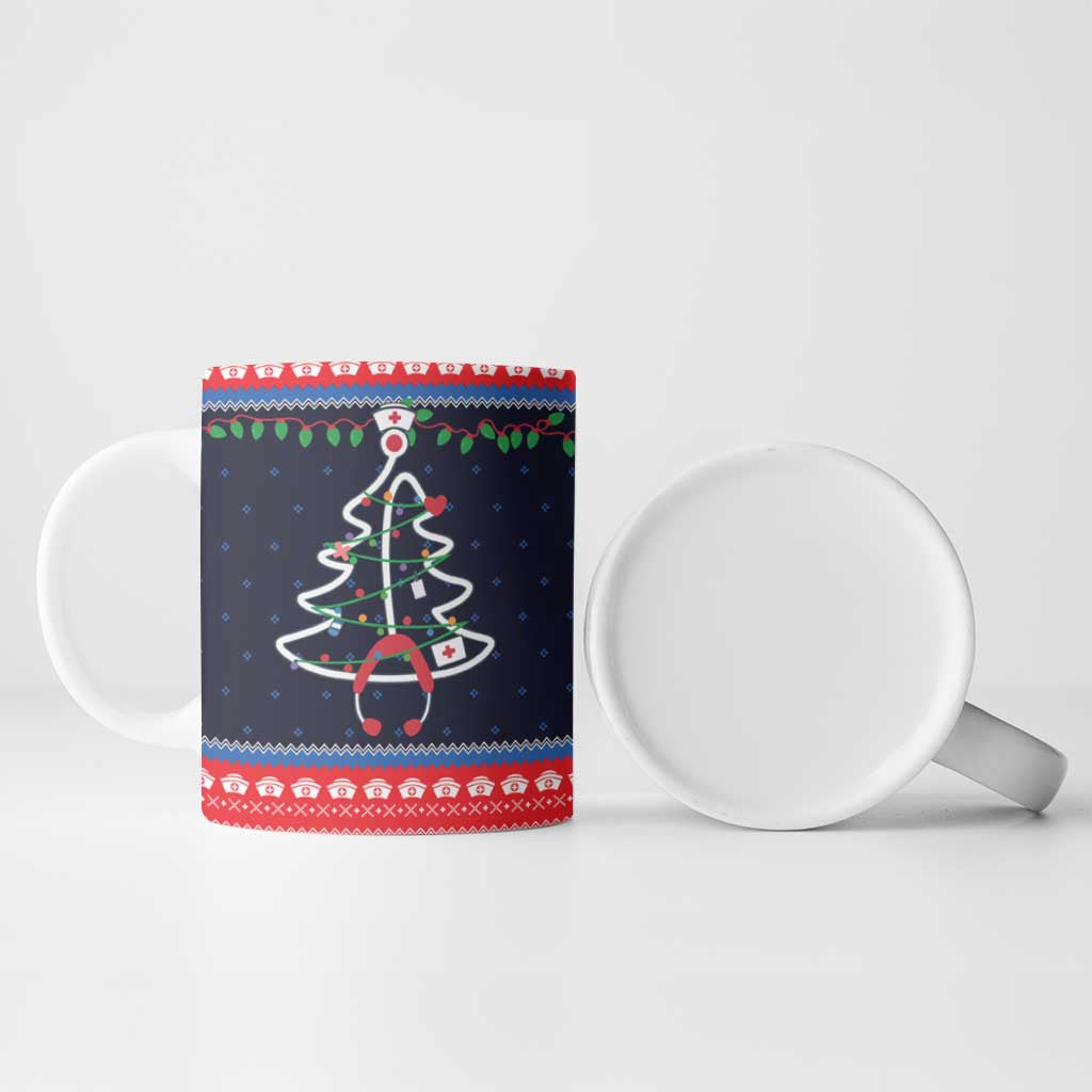 Merry Christmas Nurse Ceramic Mug Stethoscope Tree Nurses and Medical Workers - Wonder Print Shop