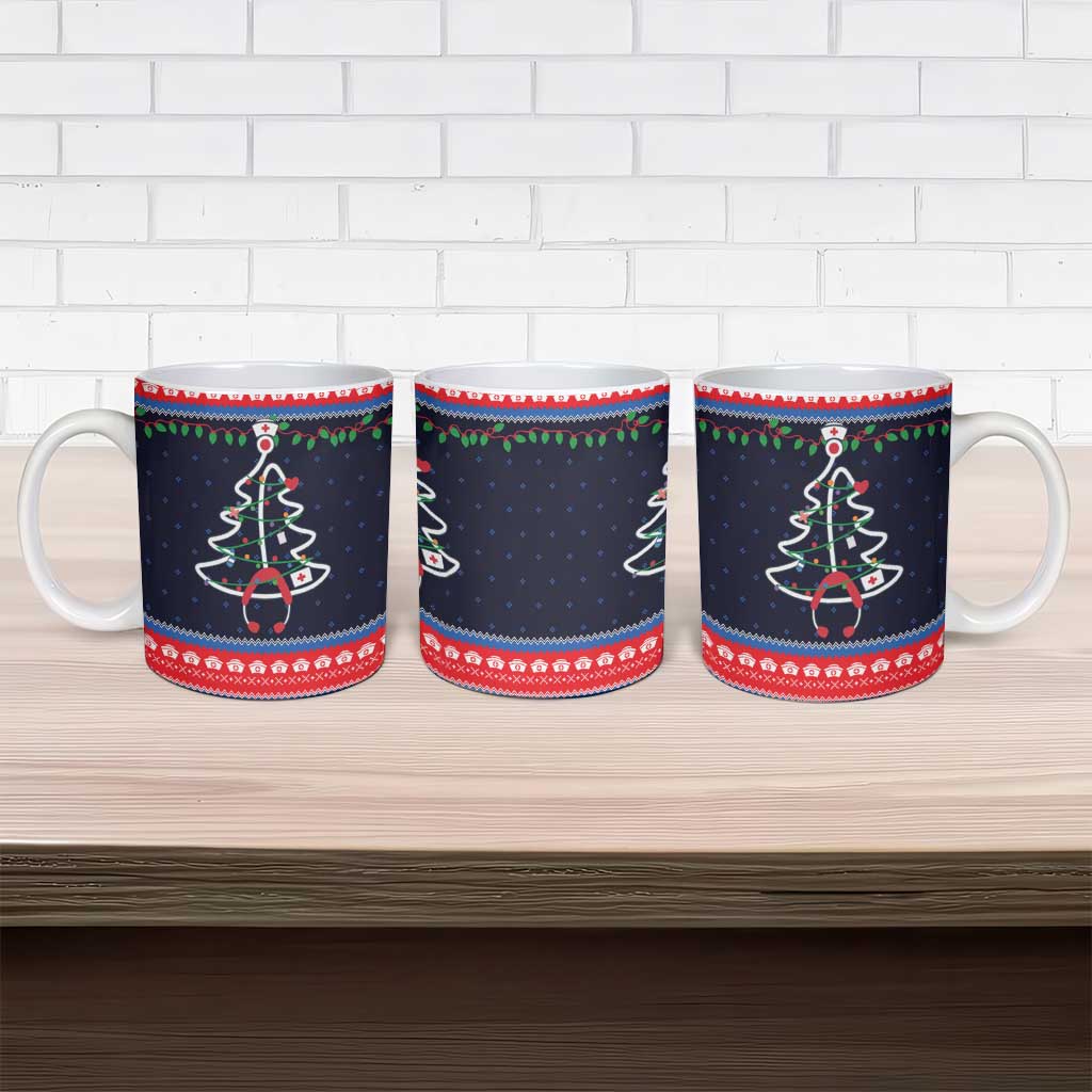Merry Christmas Nurse Ceramic Mug Stethoscope Tree Nurses and Medical Workers - Wonder Print Shop