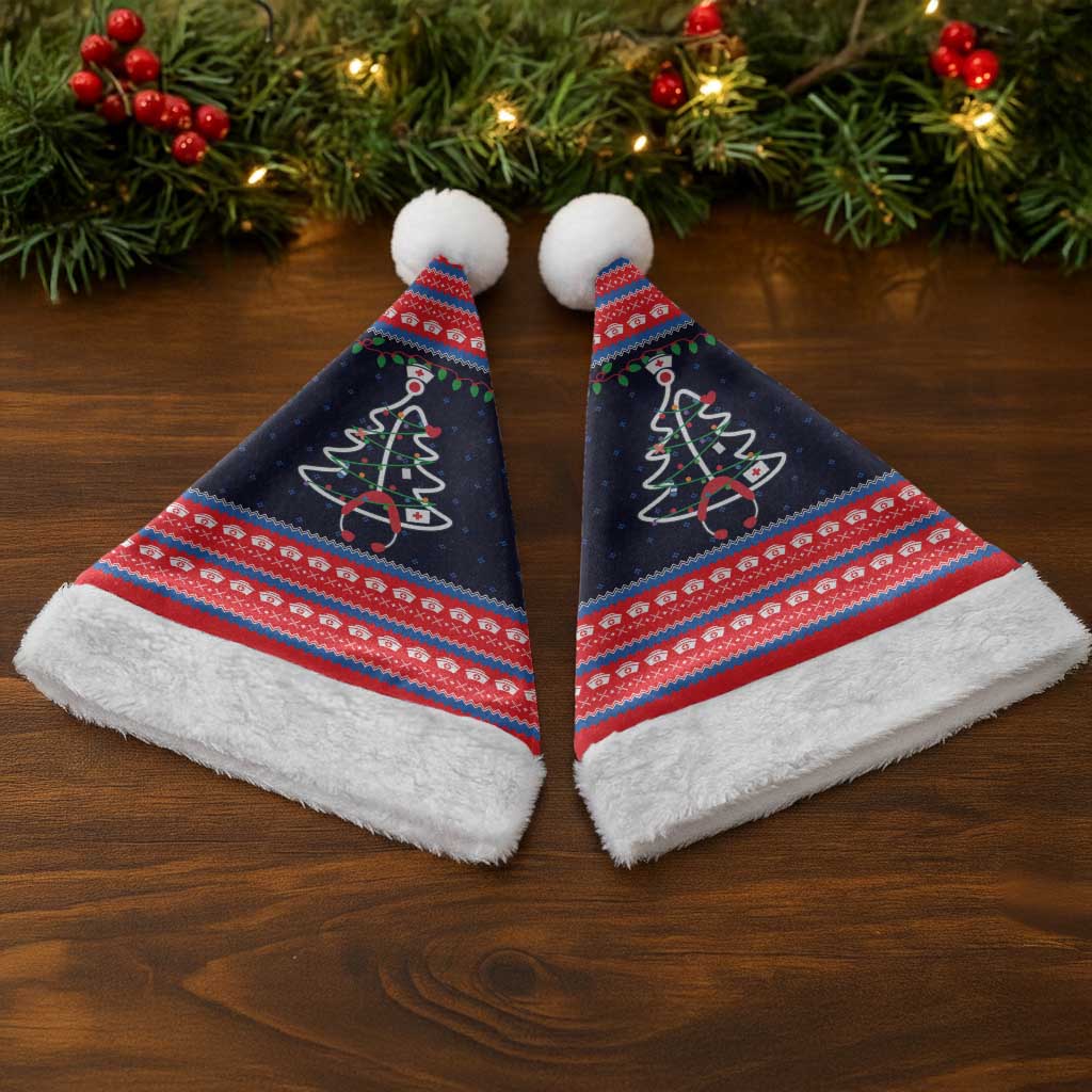 Merry Christmas Nurse Christmas Santa Hat Stethoscope Tree Nurses and Medical Workers - Wonder Print Shop
