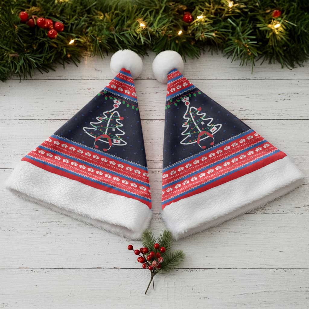 Merry Christmas Nurse Christmas Santa Hat Stethoscope Tree Nurses and Medical Workers - Wonder Print Shop