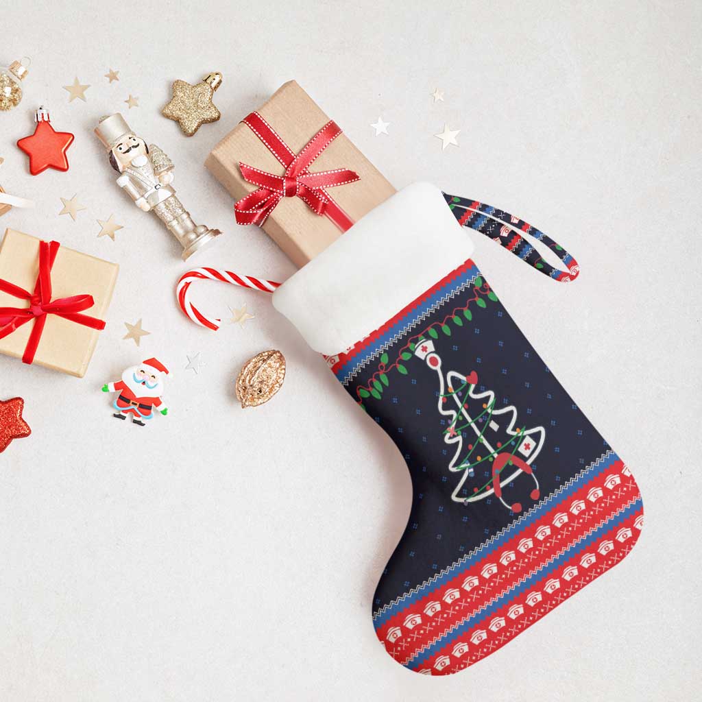 Merry Christmas Nurse Christmas Stocking Stethoscope Tree Nurses and Medical Workers - Wonder Print Shop