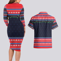 Merry Christmas Nurse Couples Matching Long Sleeve Bodycon Dress and Hawaiian Shirt Stethoscope Tree Nurses and Medical Workers - Wonder Print Shop