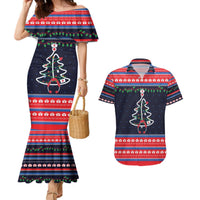 Merry Christmas Nurse Couples Matching Mermaid Dress and Hawaiian Shirt Stethoscope Tree Nurses and Medical Workers - Wonder Print Shop