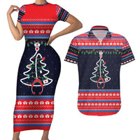 Merry Christmas Nurse Couples Matching Short Sleeve Bodycon Dress and Hawaiian Shirt Stethoscope Tree Nurses and Medical Workers - Wonder Print Shop