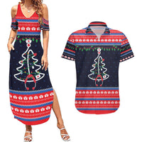Merry Christmas Nurse Couples Matching Summer Maxi Dress and Hawaiian Shirt Stethoscope Tree Nurses and Medical Workers - Wonder Print Shop