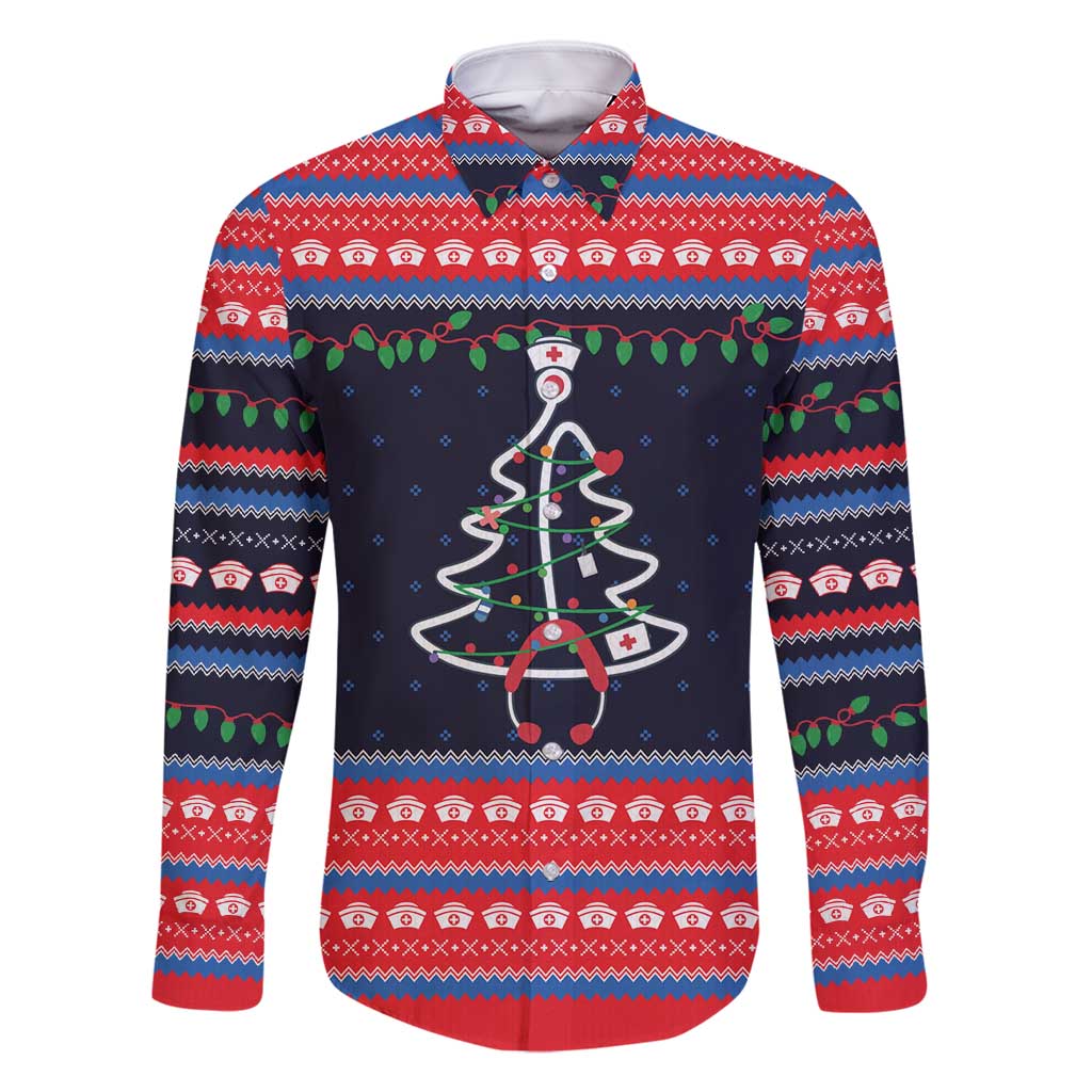 Merry Christmas Nurse Family Matching Mermaid Dress and Hawaiian Shirt Stethoscope Tree Nurses and Medical Workers - Wonder Print Shop