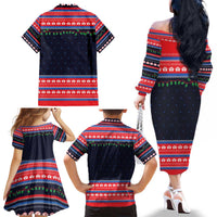 Merry Christmas Nurse Family Matching Off The Shoulder Long Sleeve Dress and Hawaiian Shirt Stethoscope Tree Nurses and Medical Workers - Wonder Print Shop