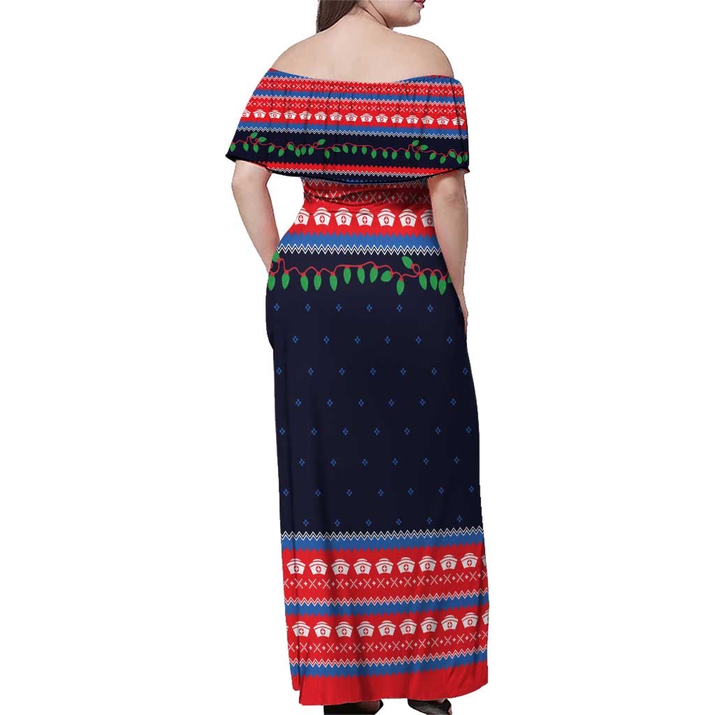 Merry Christmas Nurse Family Matching Off Shoulder Maxi Dress and Hawaiian Shirt Stethoscope Tree Nurses and Medical Workers - Wonder Print Shop