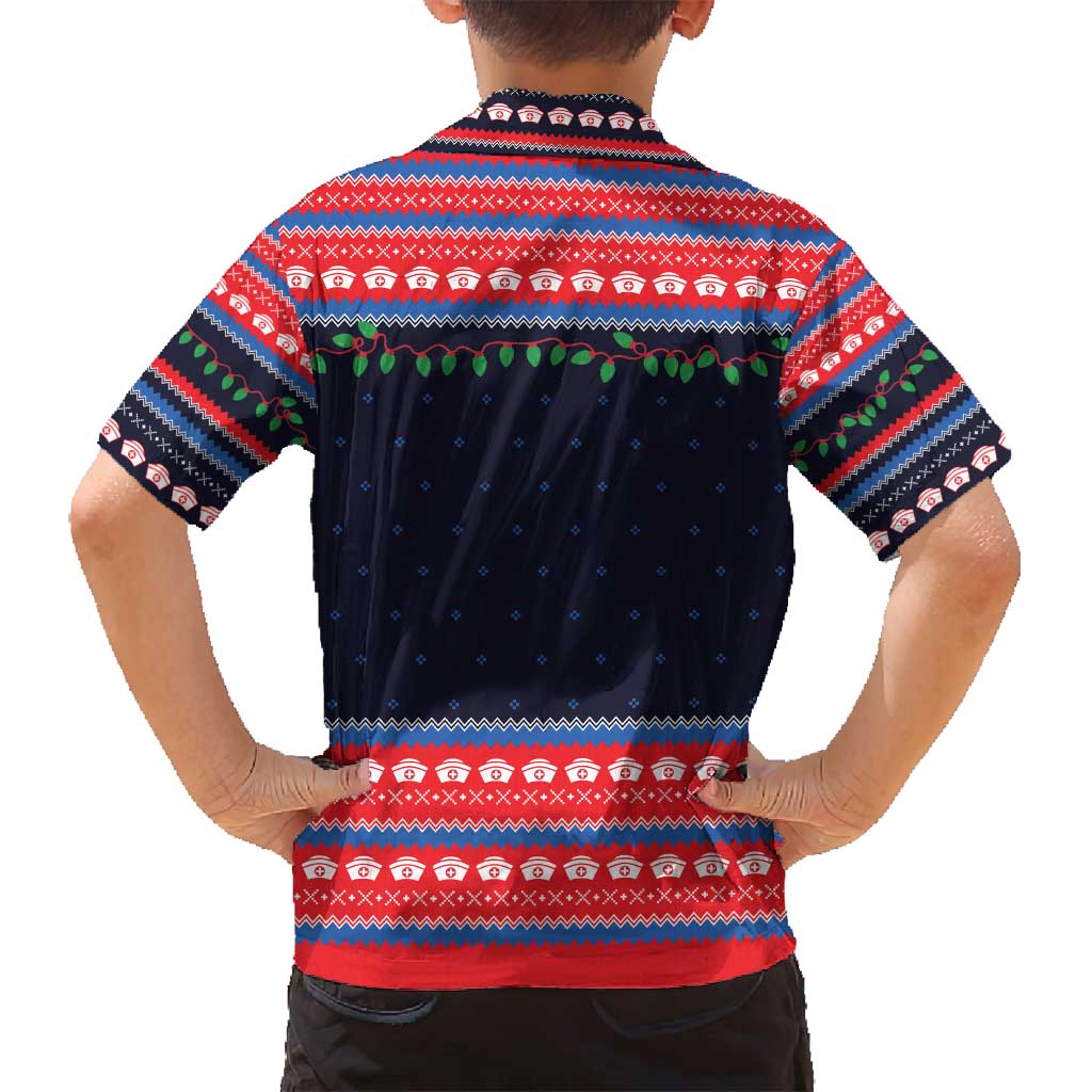 Merry Christmas Nurse Family Matching Off Shoulder Short Dress and Hawaiian Shirt Stethoscope Tree Nurses and Medical Workers - Wonder Print Shop