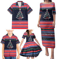 Merry Christmas Nurse Family Matching Puletasi and Hawaiian Shirt Stethoscope Tree Nurses and Medical Workers - Wonder Print Shop