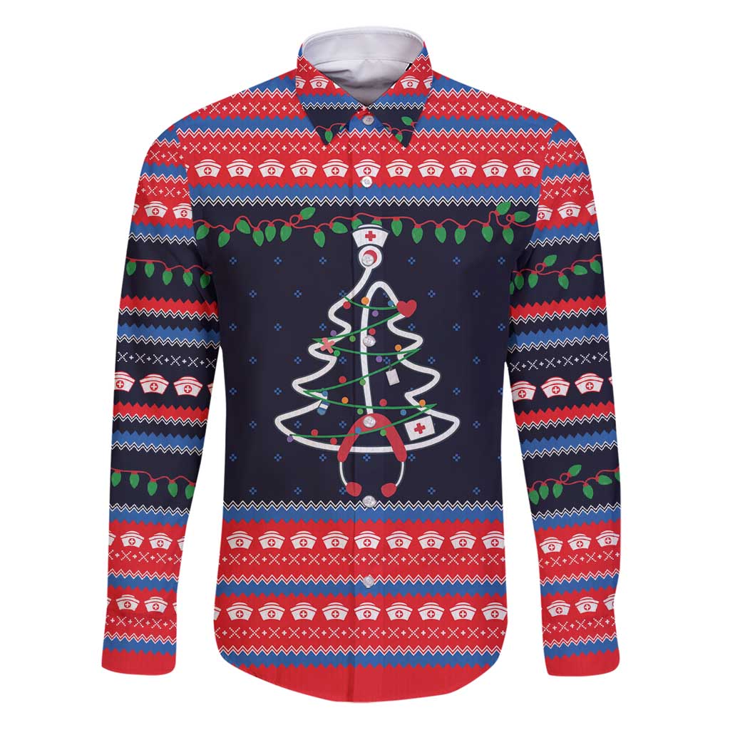 Merry Christmas Nurse Family Matching Puletasi and Hawaiian Shirt Stethoscope Tree Nurses and Medical Workers - Wonder Print Shop