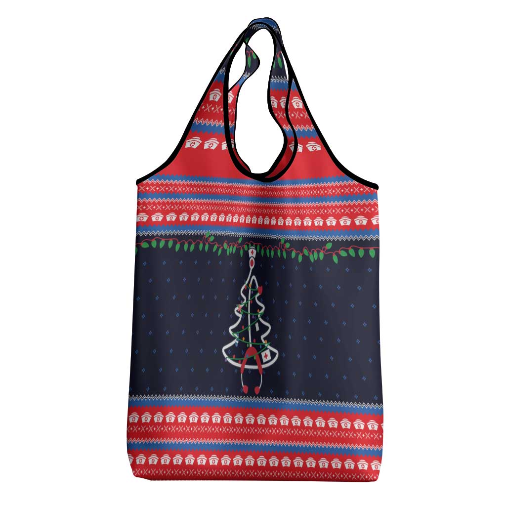 Merry Christmas Nurse Grocery Bag Stethoscope Tree Nurses and Medical Workers - Wonder Print Shop
