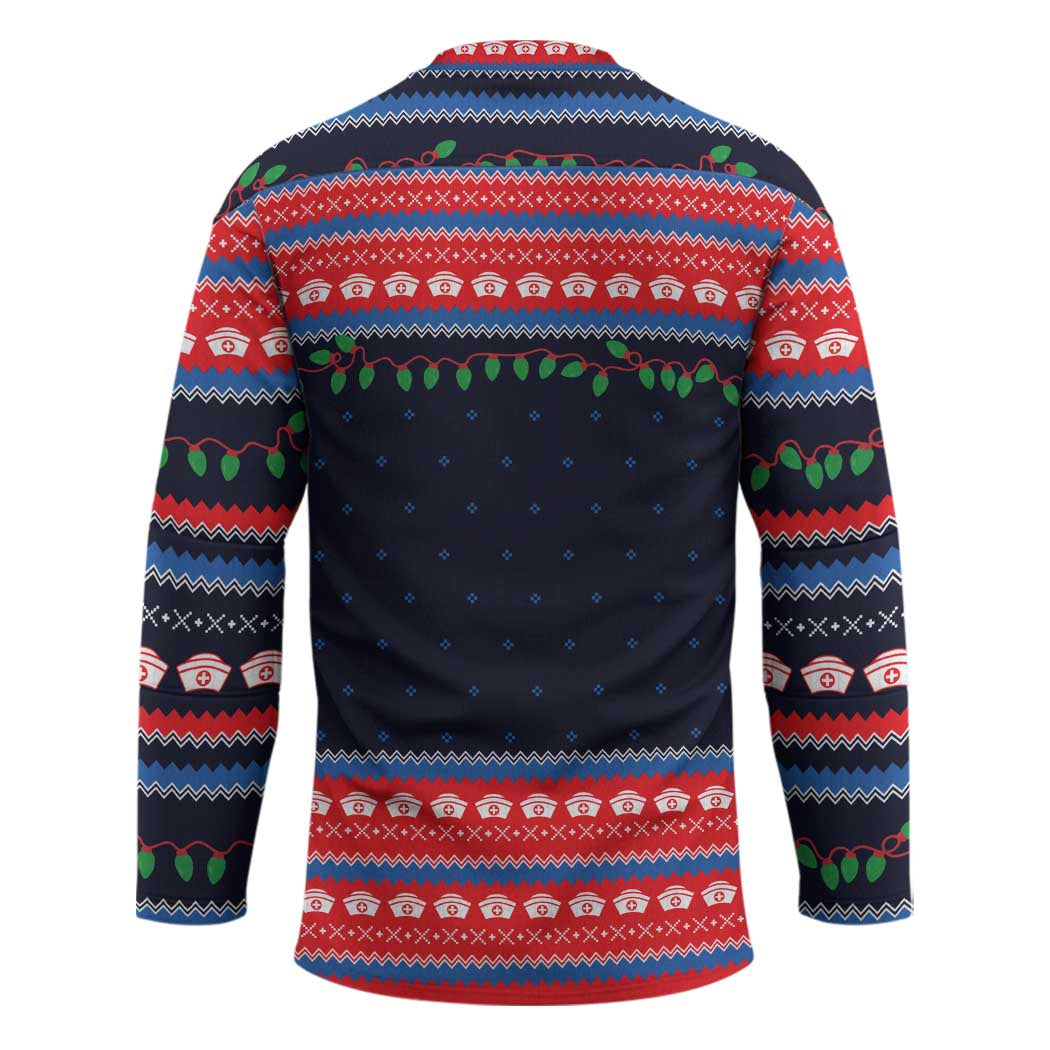 Merry Christmas Nurse Hockey Jersey Stethoscope Tree Nurses and Medical Workers - Wonder Print Shop