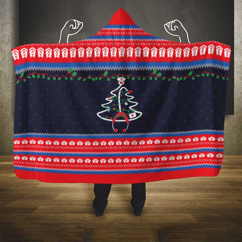 Merry Christmas Nurse Hooded Blanket Stethoscope Tree Nurses and Medical Workers - Wonder Print Shop